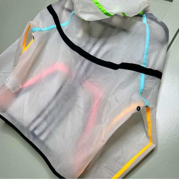 Vintage Rare Nike See Thro Windbreaker Jacket with Neon Stripes & Logo - Picture 10 of 13